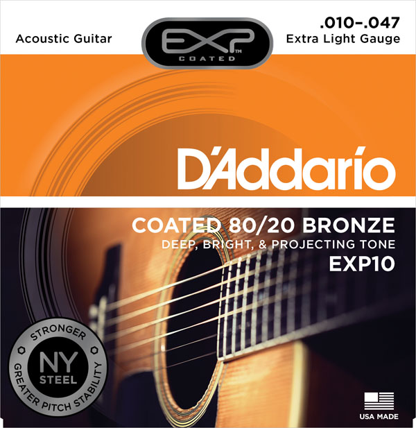 达达里奥EXP10涂层80/20青铜超轻木吉他弦